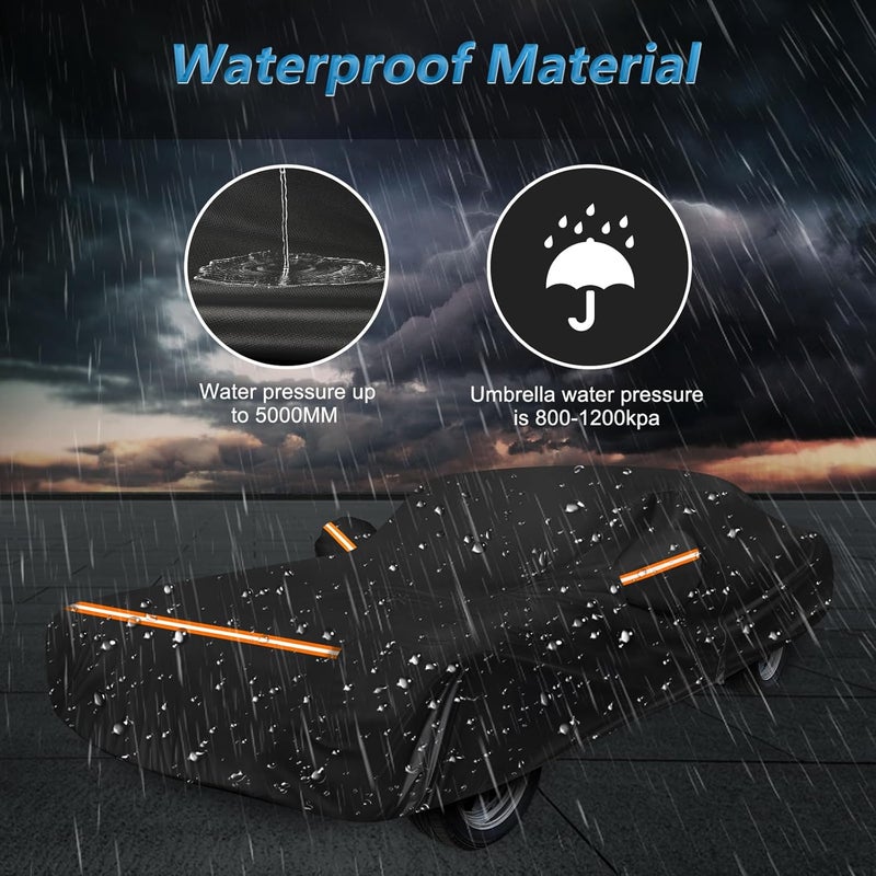 BIGACOVER Car Cover for Mercury Cougar 1967-1973,1980-1997, Waterproof 210D Oxford Cloth and Cotton Cover Outdoor Car Cover with Zipper Windproof Heavy Duty All Weather - Image 5